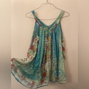 Cost Plus World Market Blue and Red Boho Dress